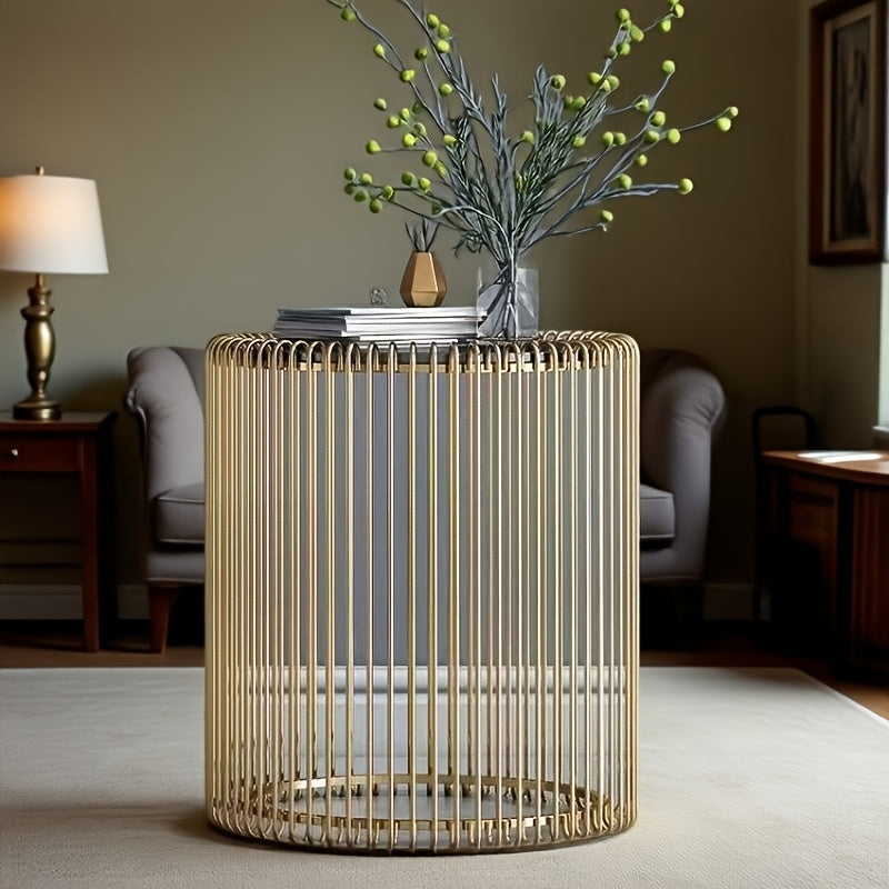 Modern Glass Coffee Table with Metal Frame - Elegant Espresso Finish, No Assembly Required, Durable Tempered Glass Top for Living Room, Bedroom, Office - Modern Home Decor, Coffee Table for Living Room, Bedroom Nightstand, Contemporary Design