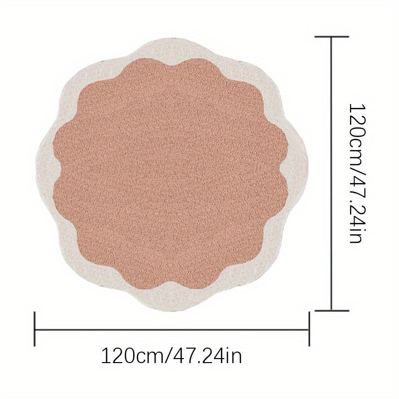 1000G Imitation Cashmere 10Mm Cream Style Pink Carpet for The Living Room, Petal-Shaped Rug for Bedroom Decoration, Fresh And Playful Area for Games, Non-Slip Crawling Mat for Home, Fluffy And Soft Carpet for The Wardrobe, Study, And Bedside.