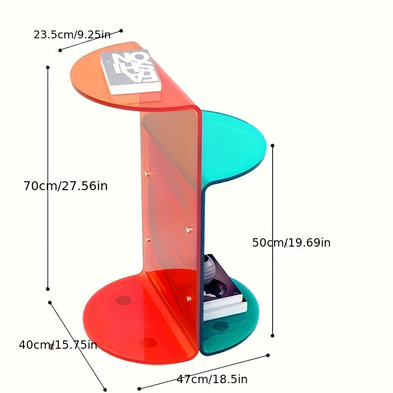 Modern Minimalist Acrylic Coffee Table with Dual-Tone Color Block Design - Portable Round Side Table for Living Room, Bedroom, or Office Decor, Coffee Table for Living Room, Bedroom Nightstand, Coffee Table Living Room, Outdoor Side Table