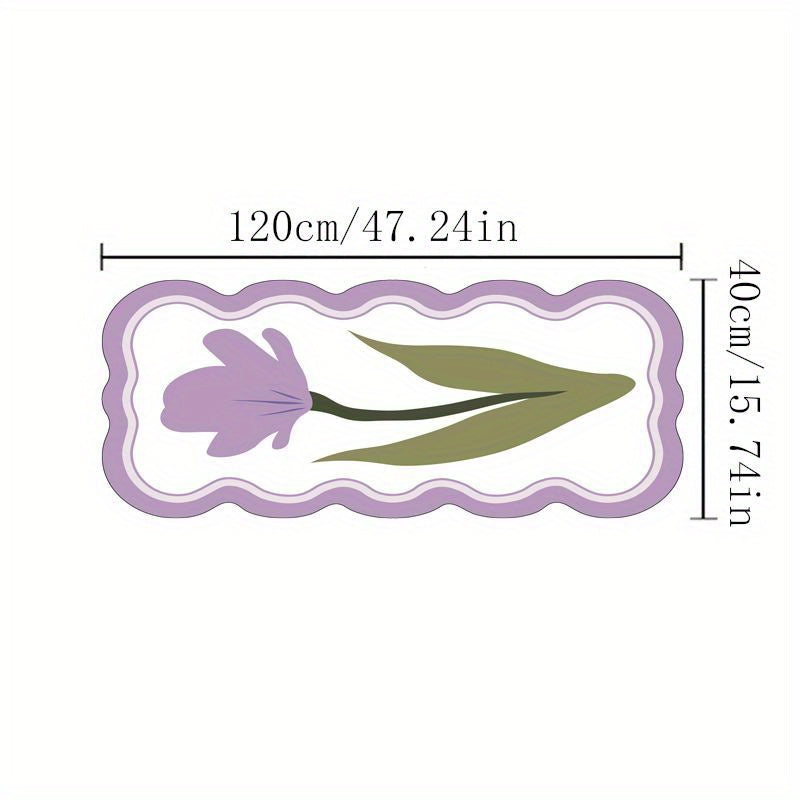 1pc, Romantic Cream Style Small Wave Cartoon Flower Bedroom Rug 10mm Thick Plush Soft Carpet Room Living Room Home Rug