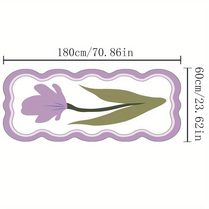 1pc, Romantic Cream Style Small Wave Cartoon Flower Bedroom Rug 10mm Thick Plush Soft Carpet Room Living Room Home Rug