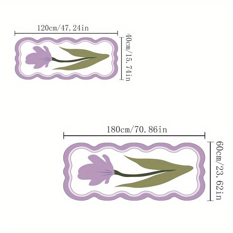 1pc, Romantic Cream Style Small Wave Cartoon Flower Bedroom Rug 10mm Thick Plush Soft Carpet Room Living Room Home Rug