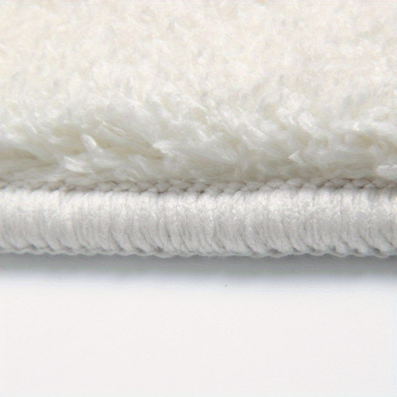 Round Faux Cashmere 1000g\u002F㎡ Carpet, Cartoon Letter Soft Dog Design, Thickened 10mm Plush, Machine Washable, Non-Slip, Home Decor for Living Room, Bedroom, Indoor Use, Polyester, High Pile