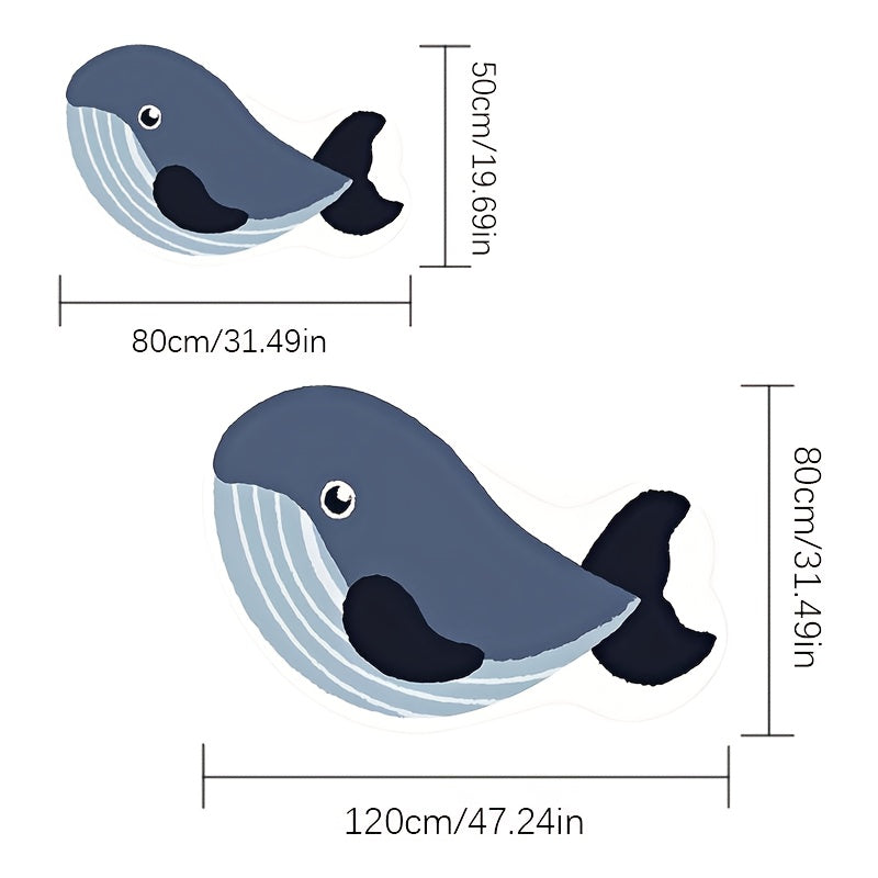 Whale-Shaped Plush Area Mat - Soft, Non-Slip, Washable Polyester Floor Mat with Realistic Whale Design, Ideal for Bedroom, Living Room, and Bathroom Decor, Bathroom Mat|Whale Motif|Machine Washable Mat, Whale Decor
