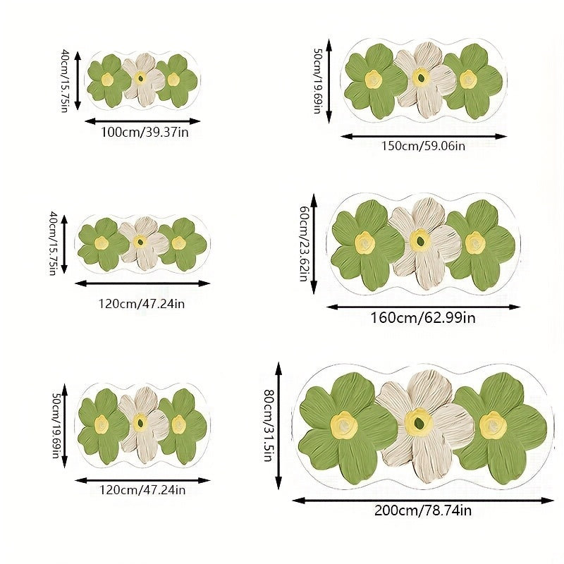 1pc Velvet Oil Painting Floral Bedside Mat - Non-Slip Latex Dot Backing, Machine Washable for Living Room, Bedroom, Vanity, Bathroom - Soft & Stylish Home Decor Mat