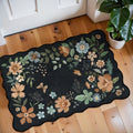 Large Ultra-Thin Floral Area Mat – Washable, Non-Slip,, Lightweight Boho Decor for Bedroom, Living Room, or Office (Black\u002FGrey)