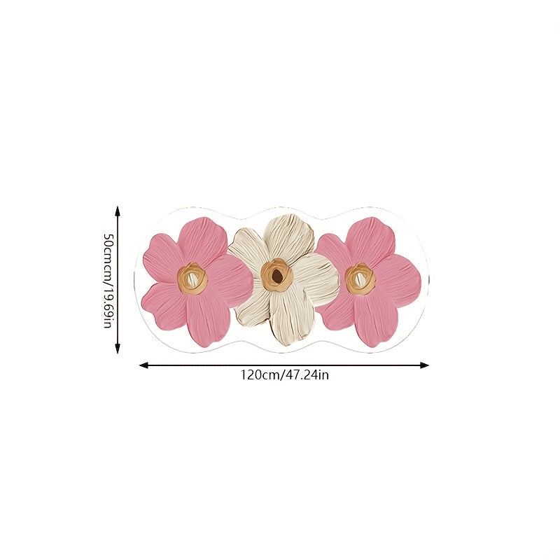 1pc Velvet Oil Painting Floral Bedside Mat - Non-Slip Latex Dot Backing, Machine Washable for Living Room, Bedroom, Vanity, Bathroom - Soft & Stylish Home Decor Mat