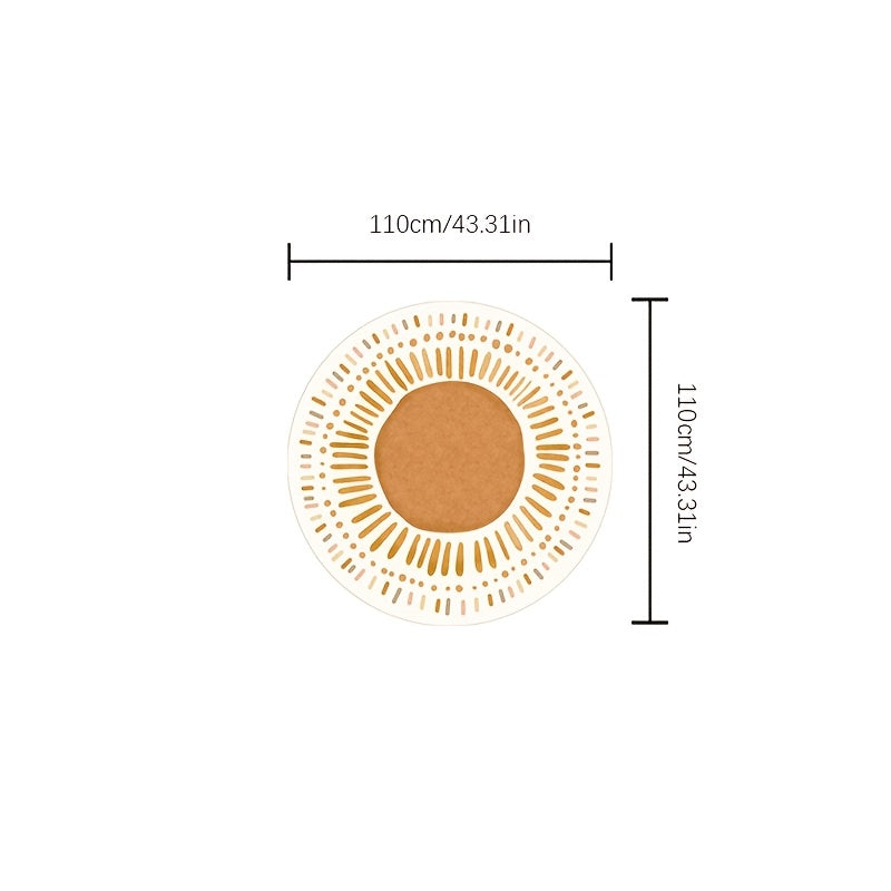 Orange Polka Dot Cartoon Design Carpet for Living Room, Made of Imitation Cashmere, Weighing 1000G And 10Mm Thick, Suitable for Modern Minimalist Bedroom Decor, Featuring a Cute Cream Style, Fluffy And Soft, Round Crawling Mat.