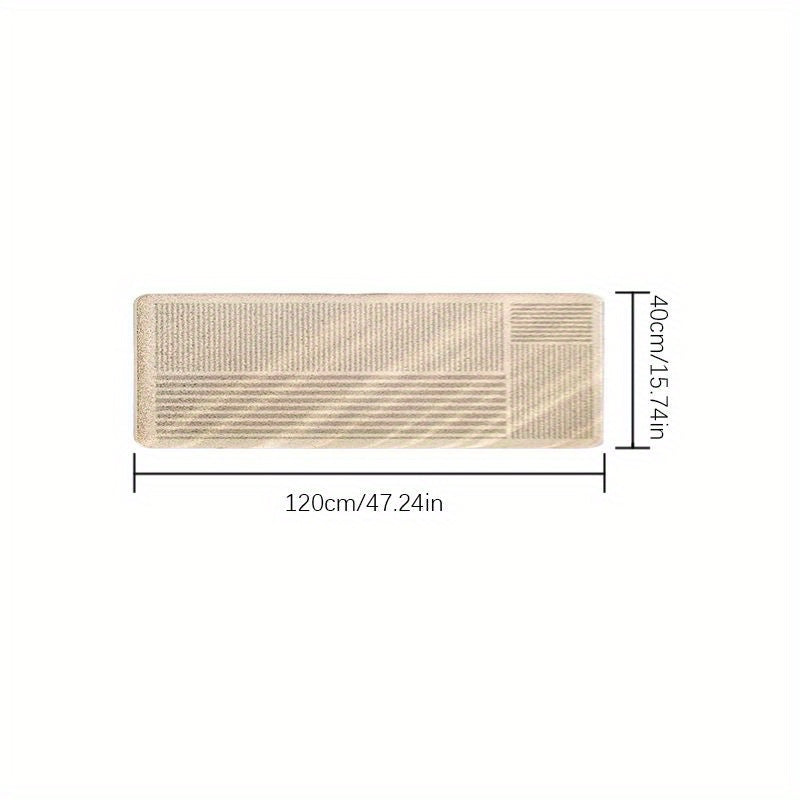 Soft Area Mat Plush Soft 100% Polyester Japanese-Inspired Cream Striped Area Mat | Machine-Washable Non-Slip 10mm Thick Modern Minimalist Design for Bedroom, Living Room, Study & Laundry Room Decor