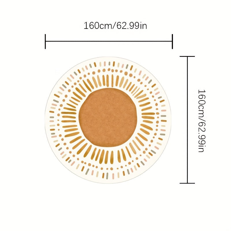 Orange Polka Dot Cartoon Design Carpet for Living Room, Made of Imitation Cashmere, Weighing 1000G And 10Mm Thick, Suitable for Modern Minimalist Bedroom Decor, Featuring a Cute Cream Style, Fluffy And Soft, Round Crawling Mat.