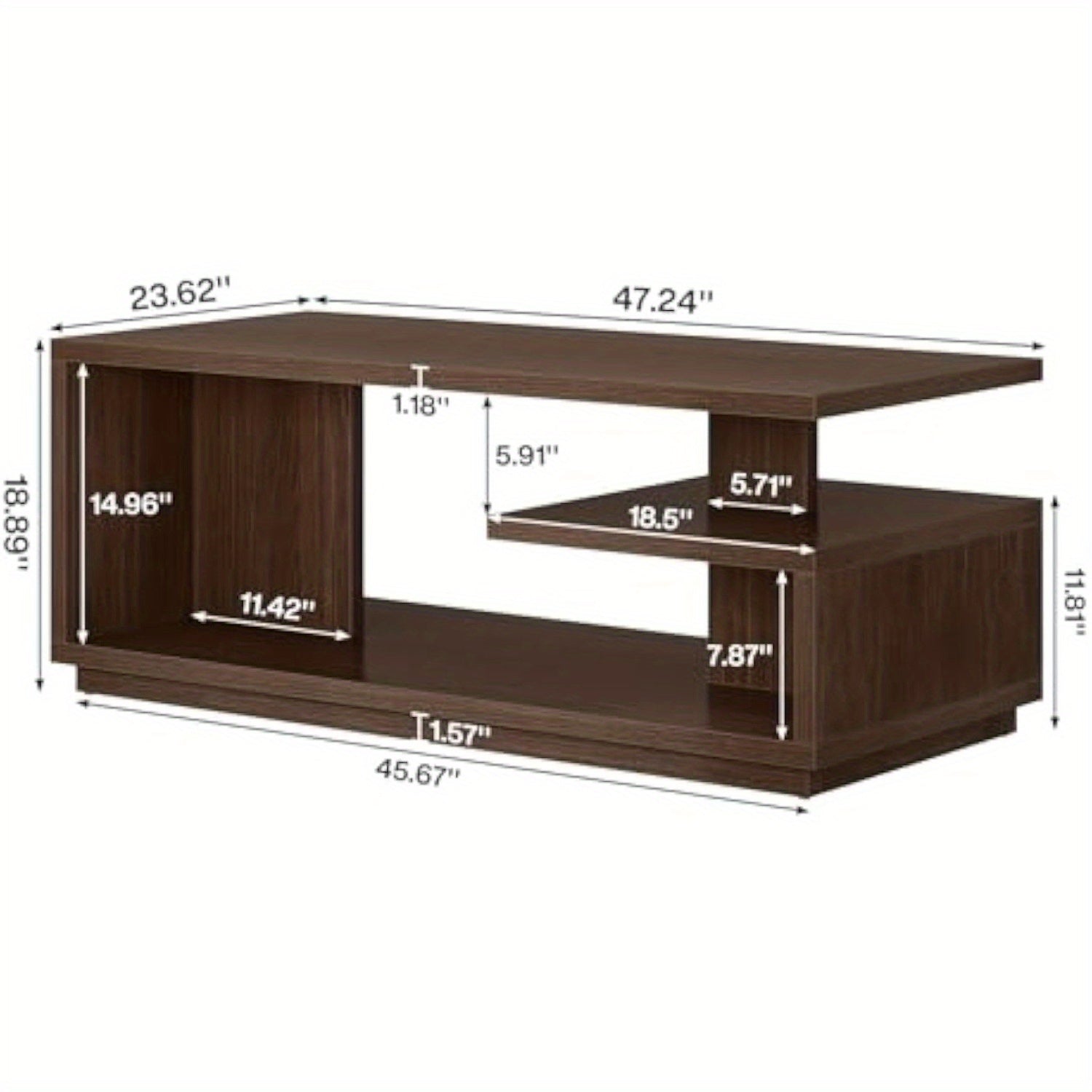 Mid-Century Modern Extra Long Coffee Table - 47.24\