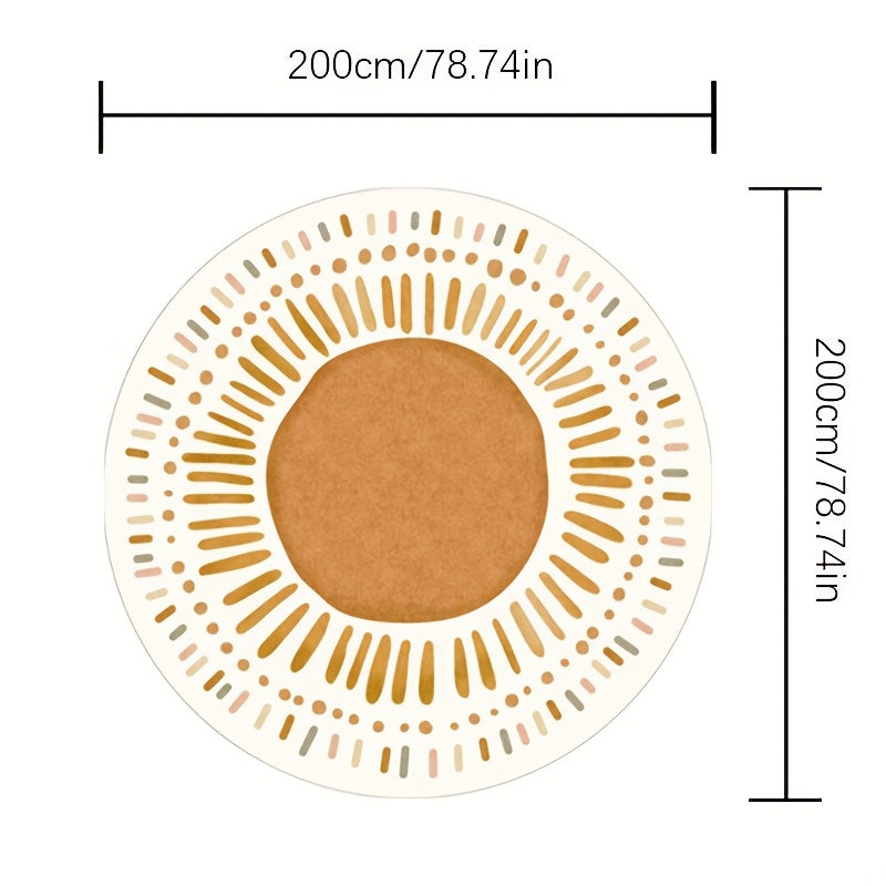 Orange Polka Dot Cartoon Design Carpet for Living Room, Made of Imitation Cashmere, Weighing 1000G And 10Mm Thick, Suitable for Modern Minimalist Bedroom Decor, Featuring a Cute Cream Style, Fluffy And Soft, Round Crawling Mat.