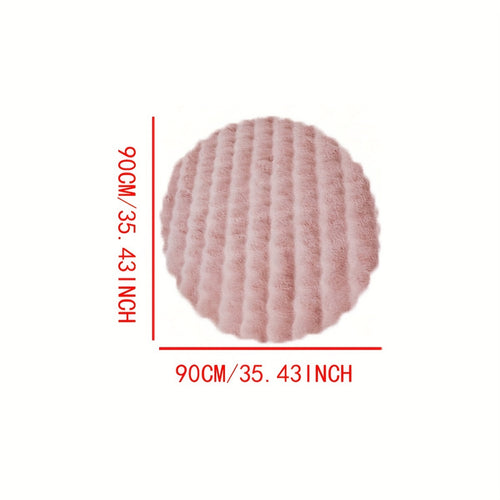 1pc, Round Bubble Fleece Fabric Simple Solid Color Fluffy Soft Comfortable Easy To Clean Furry Warm Cute Indoor Decorative Carpet, Four Colors Available, Suitable For Bedroom, Living Room, Clothes Room, Vanity And Other Areas 35.43*35.43in (90*90cm)