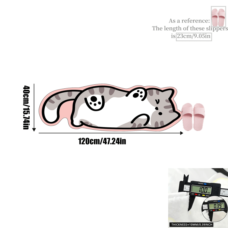 Whimsical Cat Mat 1pc Soft Plush Whimsical Cat-Shaped Area Mat | Washable & Durable, Polyester Fiber, Ideal for Living Room, Bedroom, or Office Decor, Perfect Holiday Gift, Machine Washable, Indoor Use Only