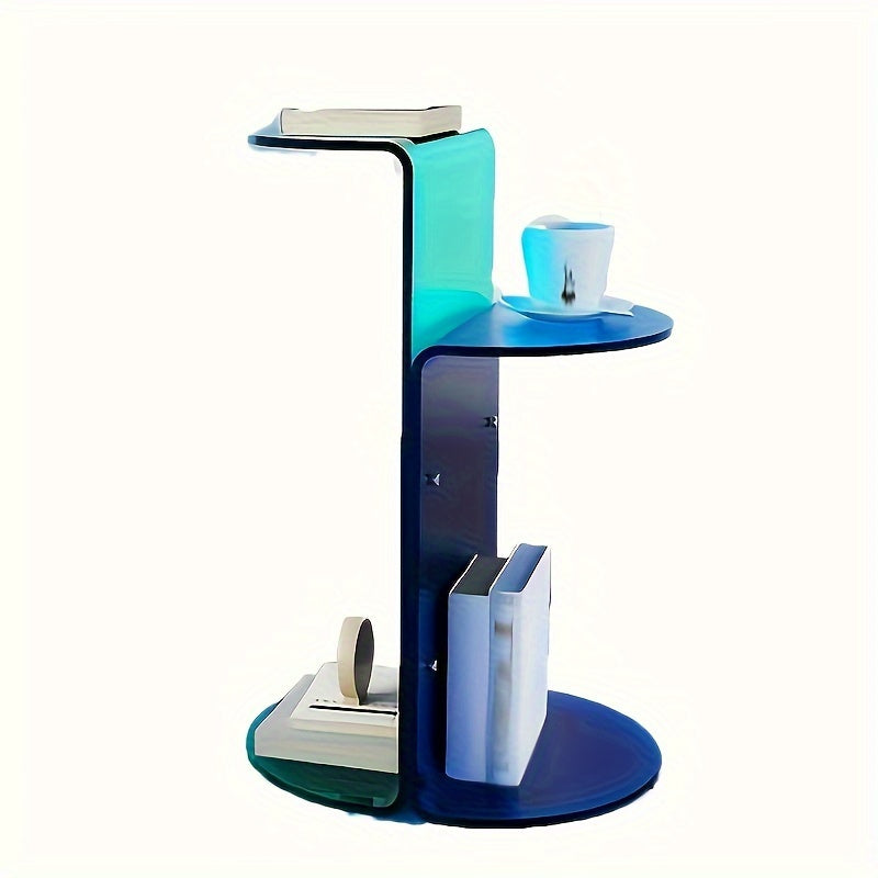 Modern Minimalist Acrylic Coffee Table with Dual-Tone Color Block Design - Portable Round Side Table for Living Room, Bedroom, or Office Decor, Coffee Table for Living Room, Bedroom Nightstand, Coffee Table Living Room, Outdoor Side Table