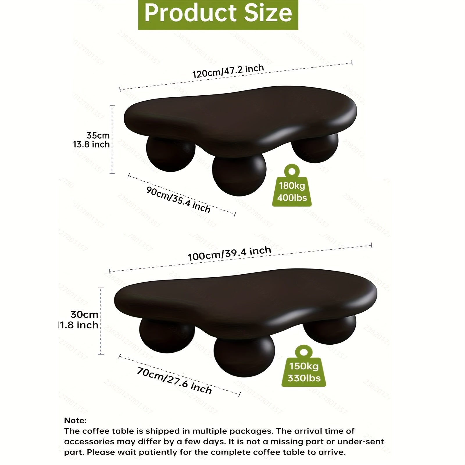 Cloud Coffee Table, Modern Coffee Table For Living Room Apartment, Cartoon Irregular Indoor Tea Table, Cute End Table With Ball 3 Legs, Easy Assemble, Black