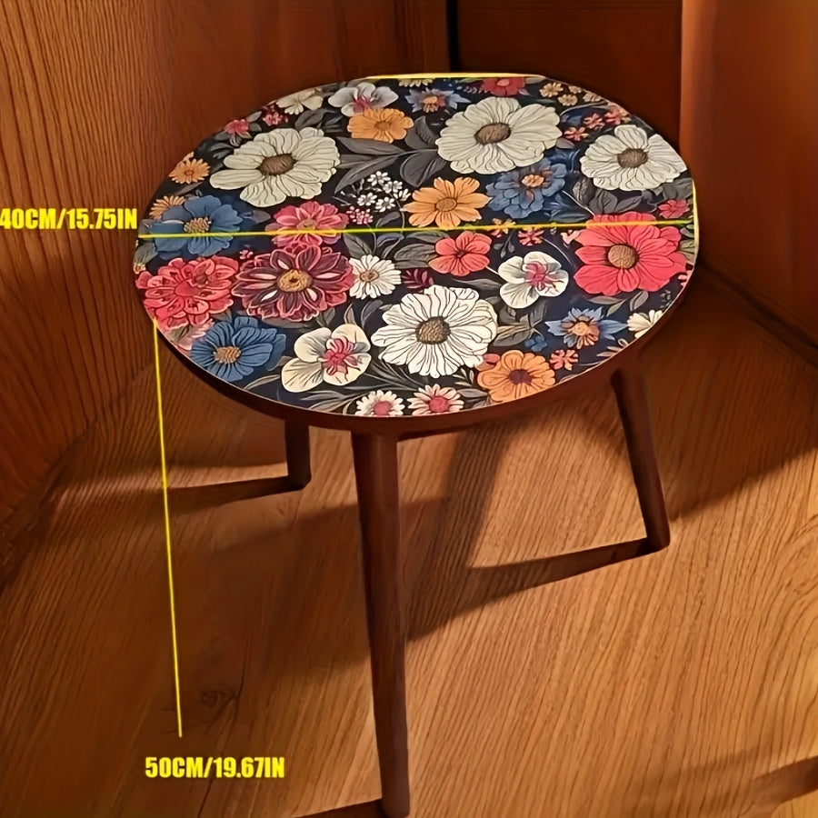 Vintage Coffee Table Vintage Floral Round Coffee Table | Easy to Assemble, Nonwood Construction, Perfect for Living Room, Bedroom, or Sofa Area - Versatile as a Desk, Nightstand, or Corner Table, Modern Vintage Style