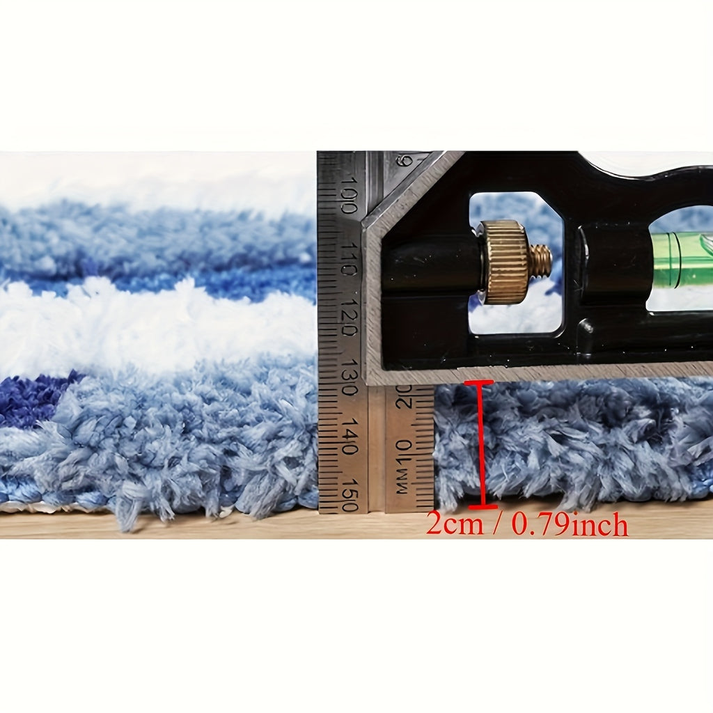 Ocean Wave Area Mat - Soft, Non-Slip, Absorbent Polyester Mat with Blue & White Mountain Design for Bedroom, Living Room, or Bathroom Decor - Machine Washable, Rectangular Shape, Bathroom Mat | Ocean Wave Design | Polyester Mat, Bathroom Mat