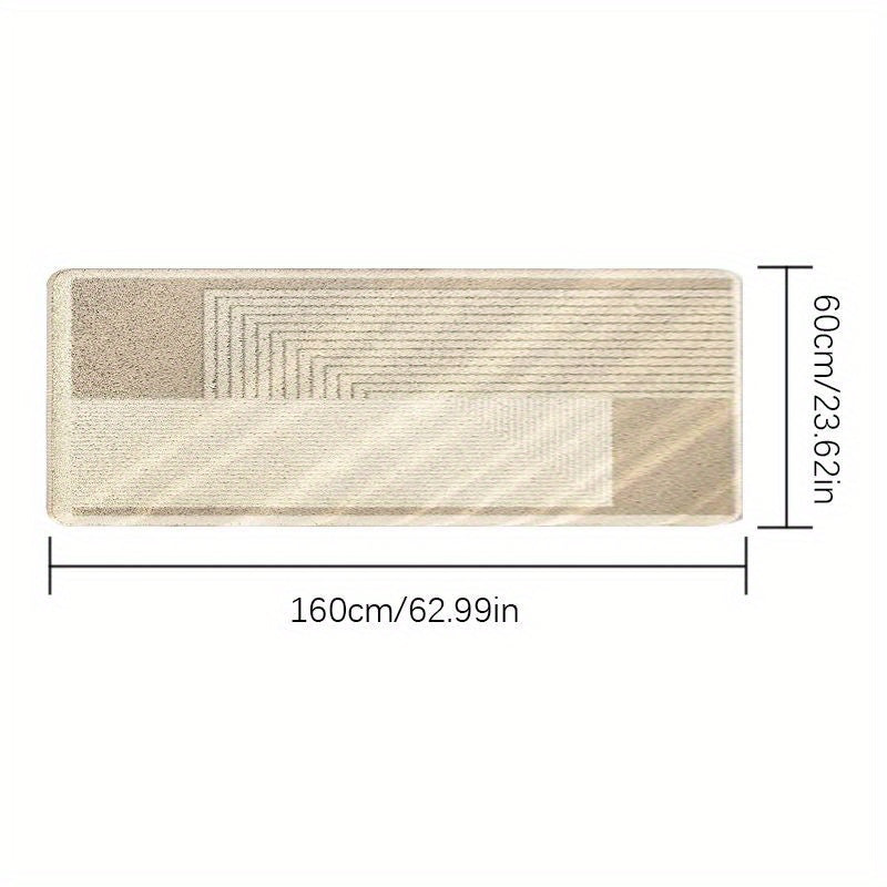 Soft Area Mat Plush Soft 100% Polyester Japanese-Inspired Cream Striped Area Mat | Machine-Washable Non-Slip 10mm Thick Modern Minimalist Design for Bedroom, Living Room, Study & Laundry Room Decor