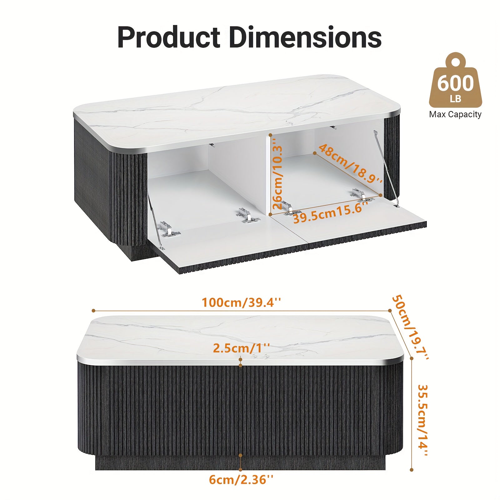 Coffee Table with Storage 39.4\