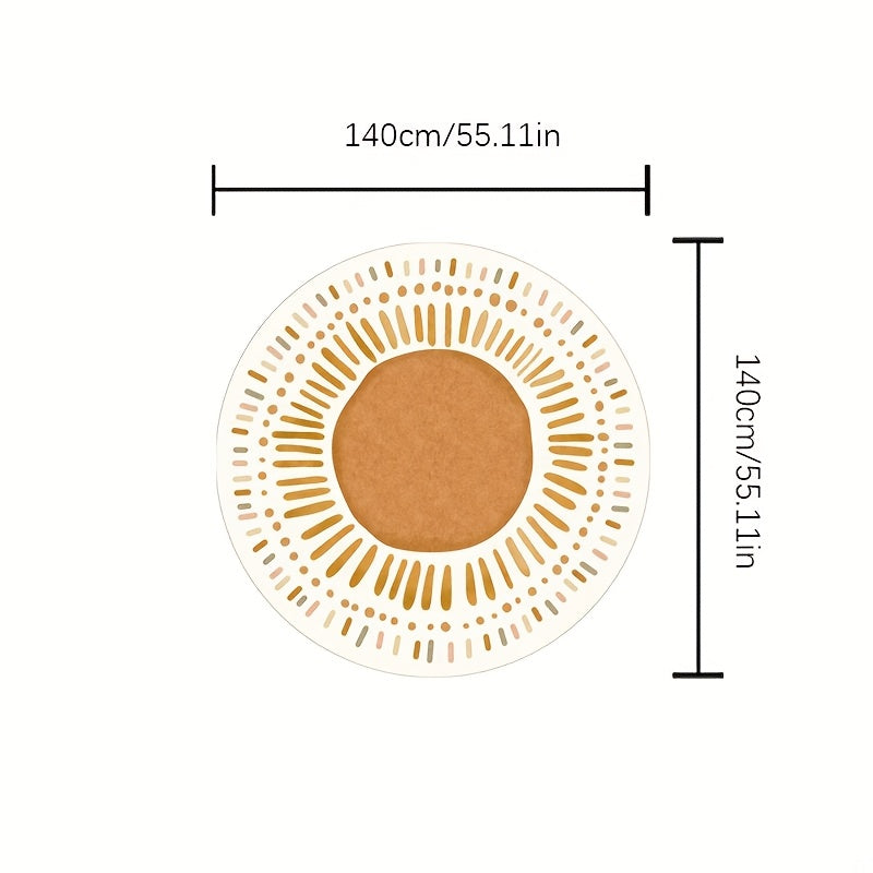 Orange Polka Dot Cartoon Design Carpet for Living Room, Made of Imitation Cashmere, Weighing 1000G And 10Mm Thick, Suitable for Modern Minimalist Bedroom Decor, Featuring a Cute Cream Style, Fluffy And Soft, Round Crawling Mat.