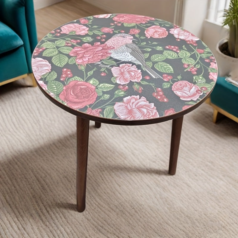 Vintage Coffee Table Vintage Floral Round Coffee Table | Easy to Assemble, Nonwood Construction, Perfect for Living Room, Bedroom, or Sofa Area - Versatile as a Desk, Nightstand, or Corner Table, Modern Vintage Style