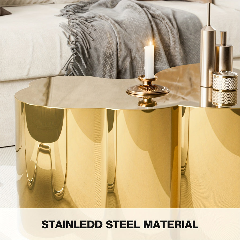 Modern Golden Stainless Coffee Table, Large Cloud Fashion Design Accent Table for Living Room Bedroom - Large\u002FSmall