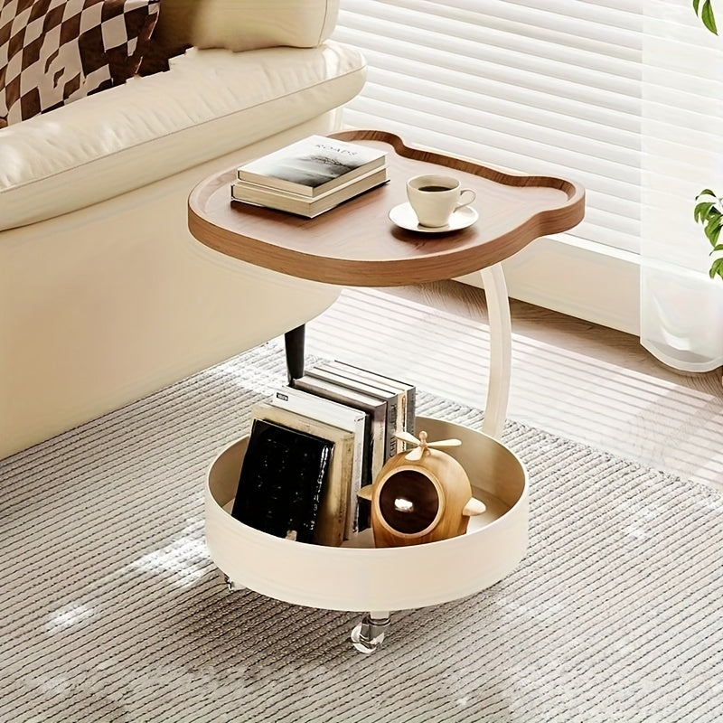 1pc Sofa edge, light luxury, high-end feeling, living room, movable small coffee table, small table, home creative small cart, storage rack