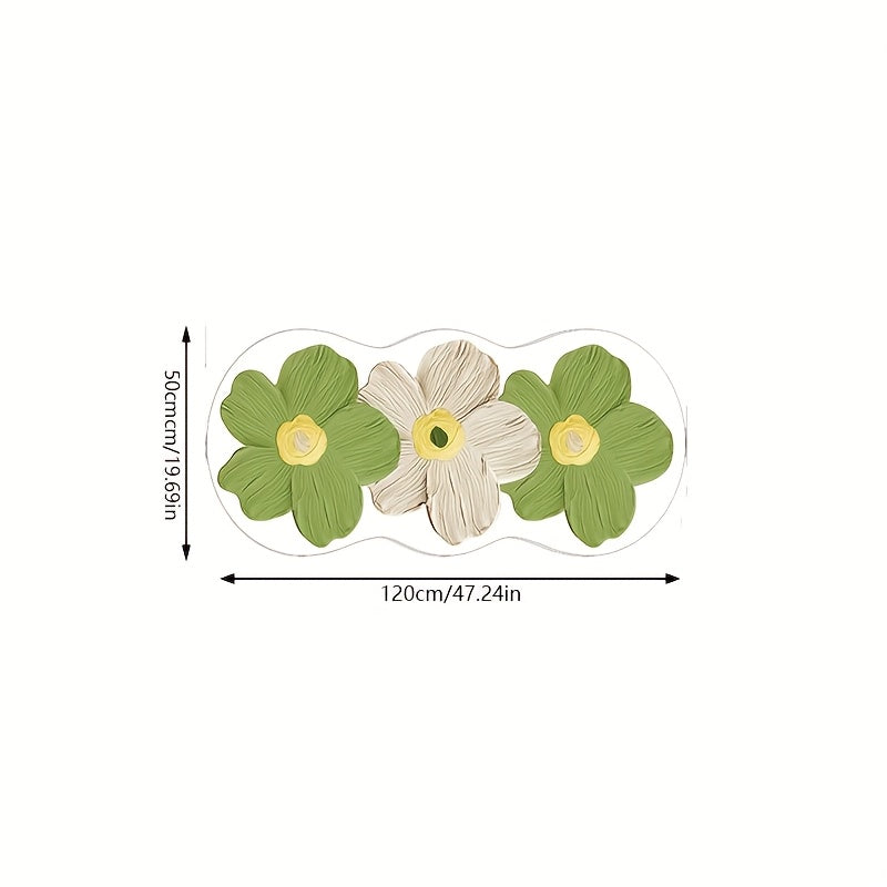 1pc Velvet Oil Painting Floral Bedside Mat - Non-Slip Latex Dot Backing, Machine Washable for Living Room, Bedroom, Vanity, Bathroom - Soft & Stylish Home Decor Mat