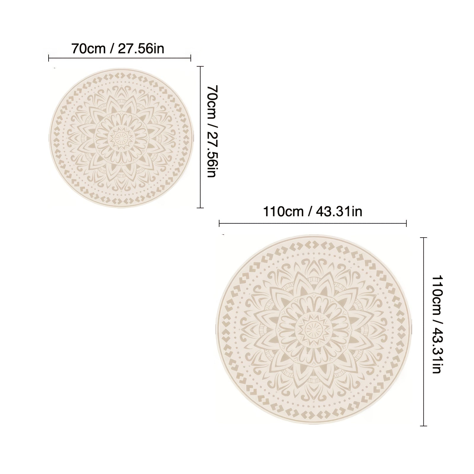 Modern Geometric Pattern Mat Bohemian Style Retro Cream Color Round Mat Soft and Fluffy 1000g\u002Fm² Thickened Imitation Cashmere 10mm High-end Plush Mat for Living Room Bedroom Home Decoration Non-slip Washable