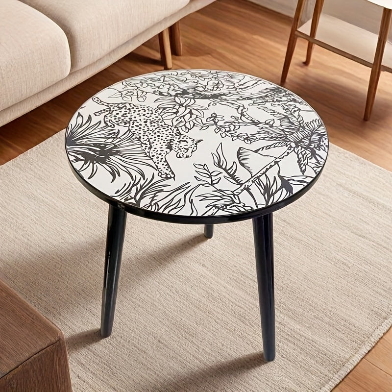Vintage Coffee Table Vintage Floral Round Coffee Table | Easy to Assemble, Nonwood Construction, Perfect for Living Room, Bedroom, or Sofa Area - Versatile as a Desk, Nightstand, or Corner Table, Modern Vintage Style