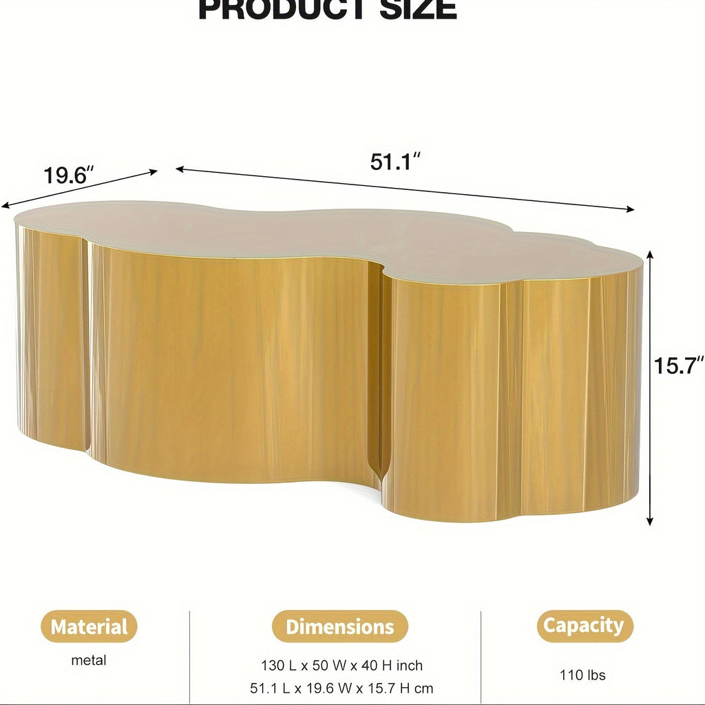 Modern Golden Stainless Coffee Table, Large Cloud Fashion Design Accent Table for Living Room Bedroom - Large\u002FSmall