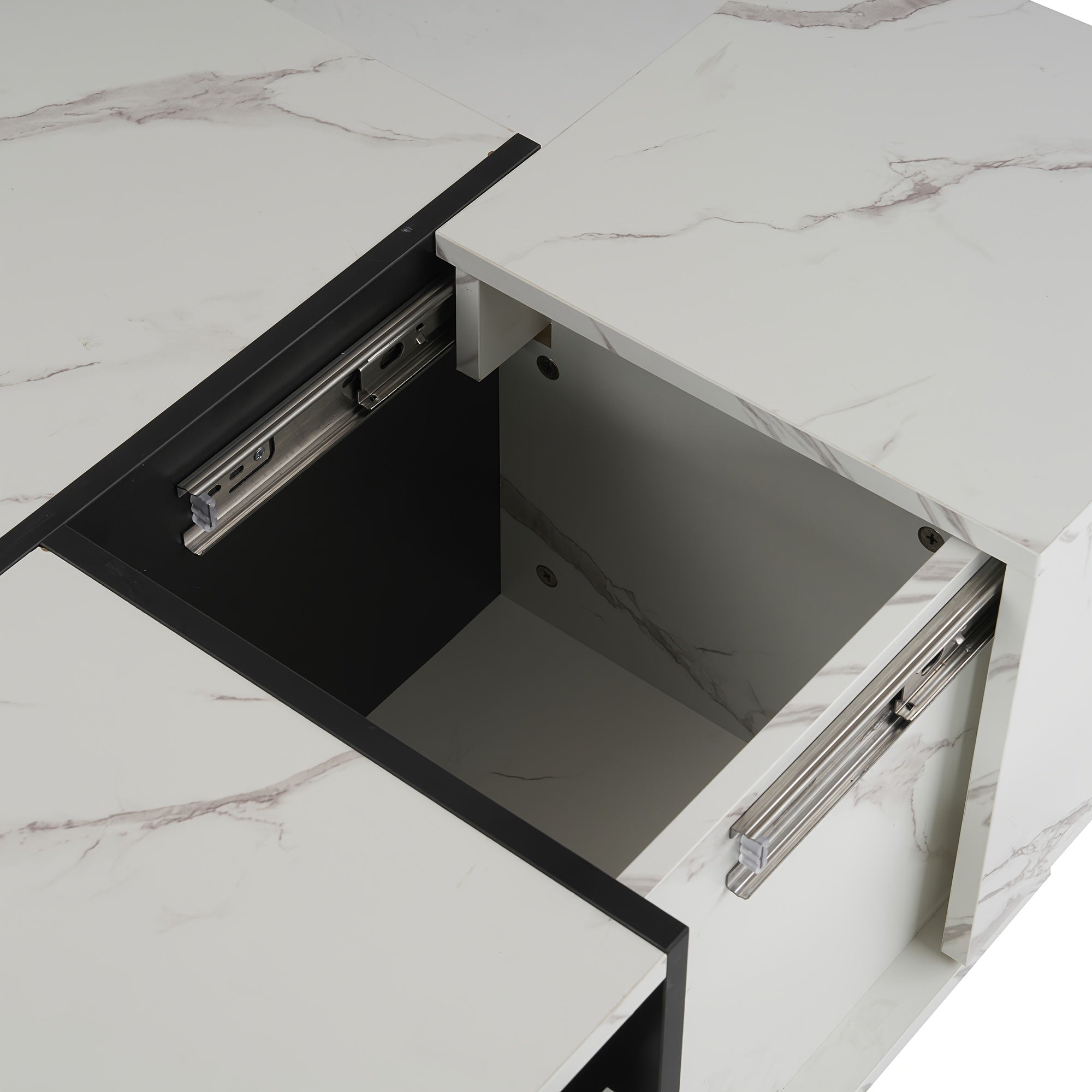 Rectangular Sliding Top Coffee Table with 2 Drawers And 2 Hidden Storage for Living Room 47.2\