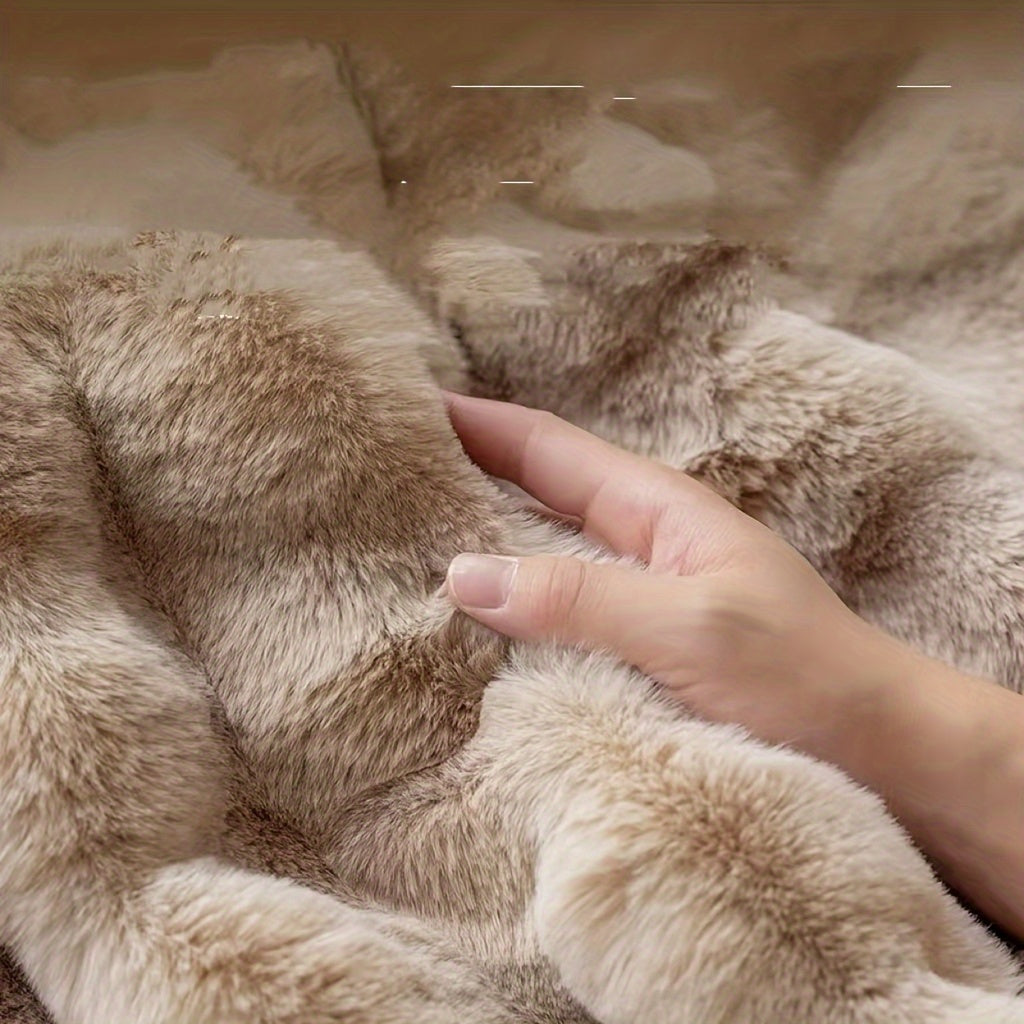 1PC Plush Round Faux Rabbit Fur Accent Rug - Soft, Lightweight, Machine Washable, Non-Slip, Low Pile, Solid Color, Perfect for Living Room, Bedroom, Home Decor, Festive Celebrations - Christmas, Easter, Hanukkah, Thanksgiving, St. Patrick's Day