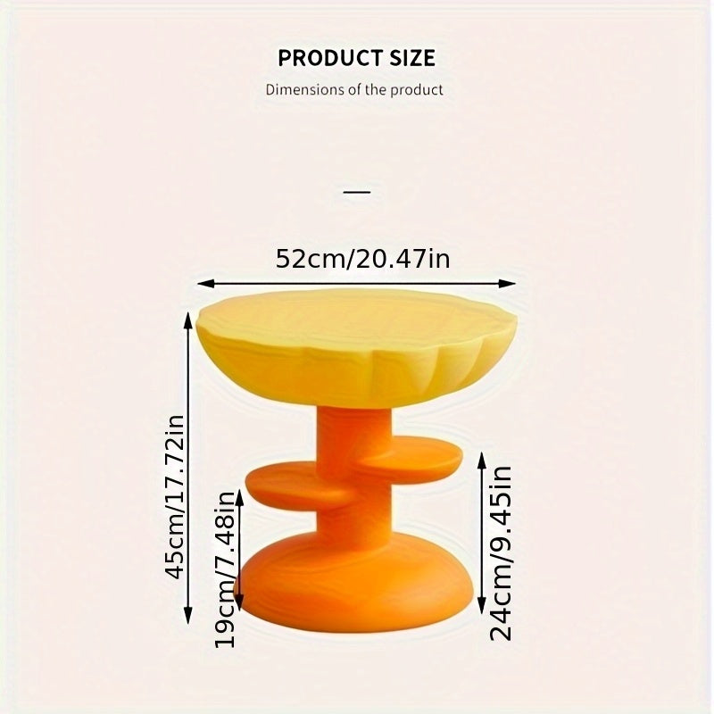 Modern Yellow Plastic Flower-Shaped Coffee Table with Two Tiers - Stylish Home Decor for Small Spaces, Perfect for Organizing Essentials, Small Space Furniture | Contemporary Decor | Lightweight Table, Coffee Table for Living Room