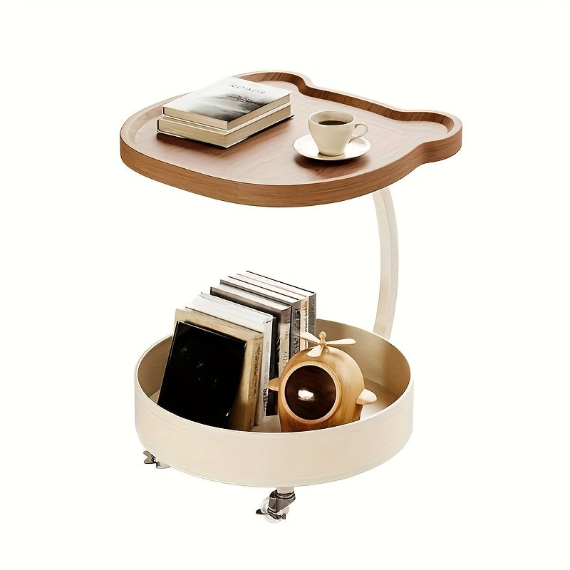 1pc Sofa edge, light luxury, high-end feeling, living room, movable small coffee table, small table, home creative small cart, storage rack