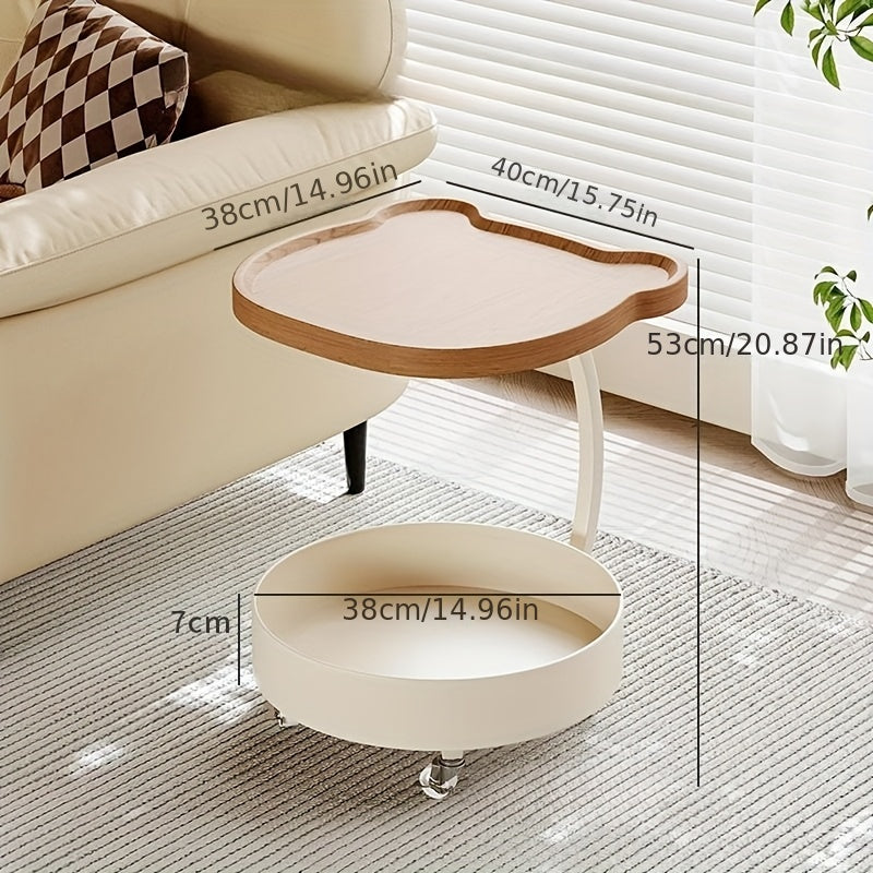 1pc Sofa edge, light luxury, high-end feeling, living room, movable small coffee table, small table, home creative small cart, storage rack