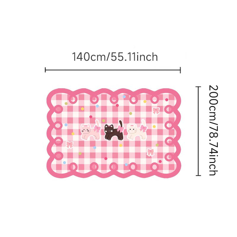 Fluffy Plaid Area Rug High Pile Fluffy Plaid Area Rug - Non-Slip Washable Polyester Carpet - Irregular Pink Decorative Mat for Bedroom, Indoor, Room