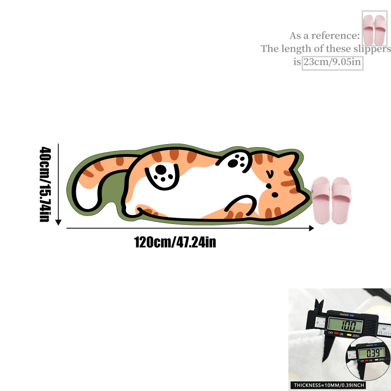 Whimsical Cat Mat 1pc Soft Plush Whimsical Cat-Shaped Area Mat | Washable & Durable, Polyester Fiber, Ideal for Living Room, Bedroom, or Office Decor, Perfect Holiday Gift, Machine Washable, Indoor Use Only