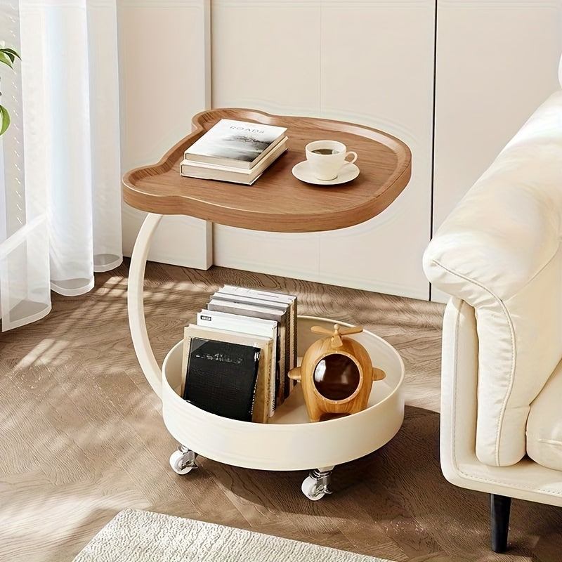 1pc Sofa edge, light luxury, high-end feeling, living room, movable small coffee table, small table, home creative small cart, storage rack