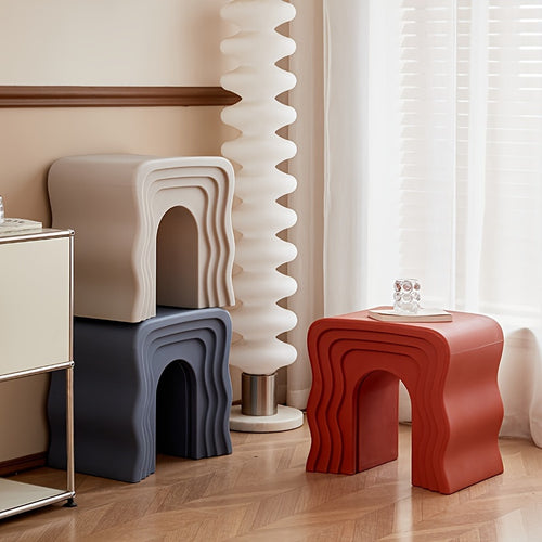 4 Colors Available - Cream Style Creative Sofa Side Shoe Rack, Minimalist Modern Wavy Coffee Table for Living Room or Bedside Cabinet