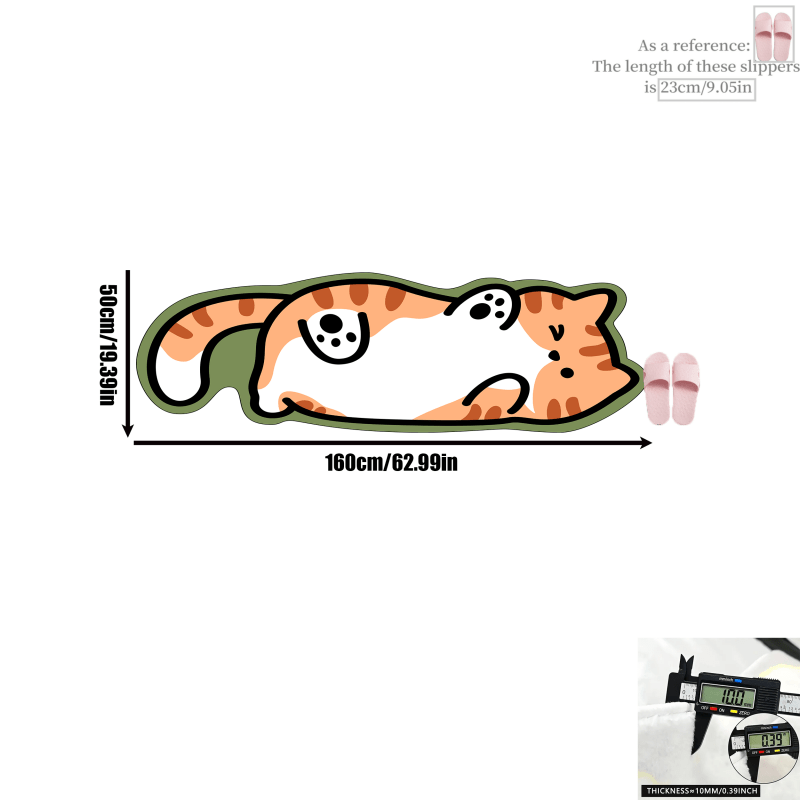 Whimsical Cat Mat 1pc Soft Plush Whimsical Cat-Shaped Area Mat | Washable & Durable, Polyester Fiber, Ideal for Living Room, Bedroom, or Office Decor, Perfect Holiday Gift, Machine Washable, Indoor Use Only