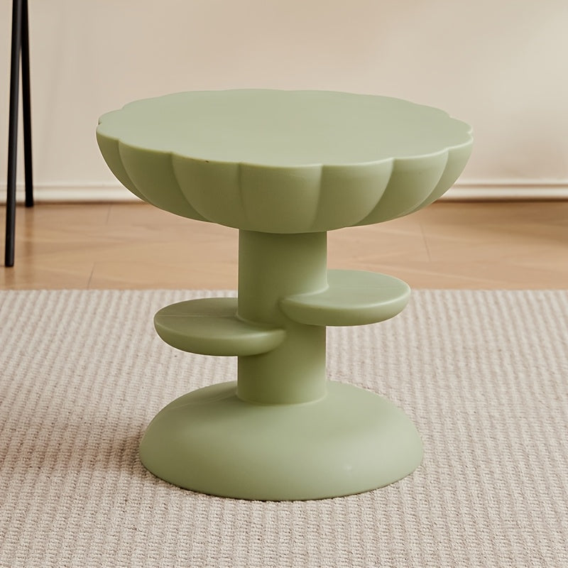 Modern Yellow Plastic Flower-Shaped Coffee Table with Two Tiers - Stylish Home Decor for Small Spaces, Perfect for Organizing Essentials, Small Space Furniture | Contemporary Decor | Lightweight Table, Coffee Table for Living Room