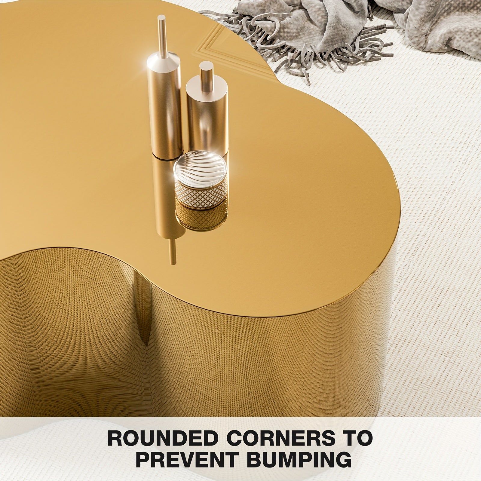 Modern Golden Stainless Coffee Table, Large Cloud Fashion Design Accent Table for Living Room Bedroom - Large\u002FSmall