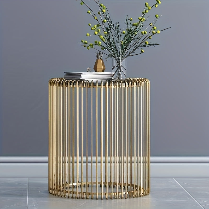 Modern Glass Coffee Table with Metal Frame - Elegant Espresso Finish, No Assembly Required, Durable Tempered Glass Top for Living Room, Bedroom, Office - Modern Home Decor, Coffee Table for Living Room, Bedroom Nightstand, Contemporary Design