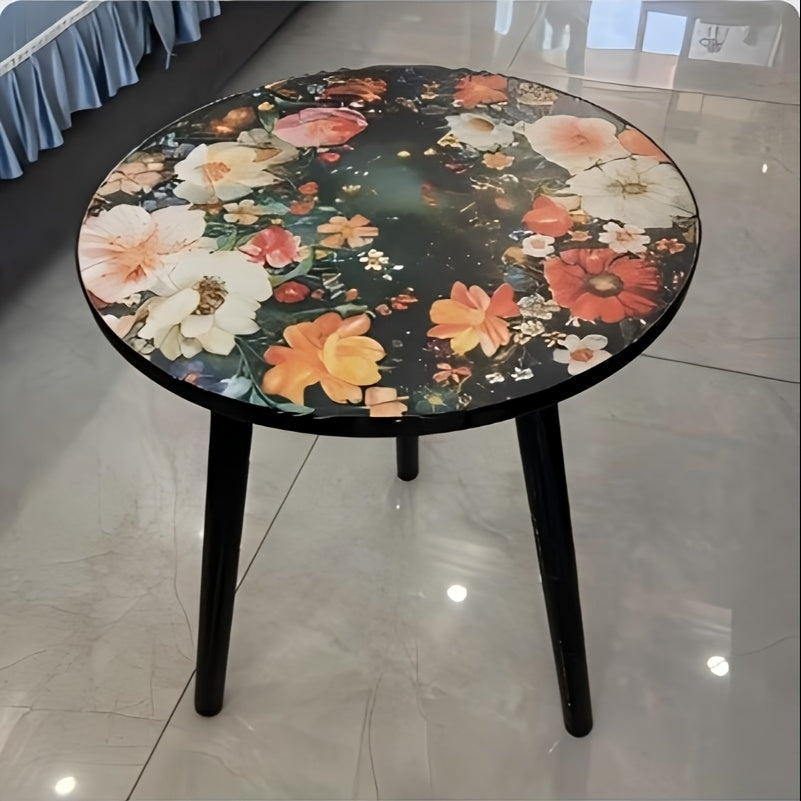 Vintage Coffee Table Vintage Floral Round Coffee Table | Easy to Assemble, Nonwood Construction, Perfect for Living Room, Bedroom, or Sofa Area - Versatile as a Desk, Nightstand, or Corner Table, Modern Vintage Style