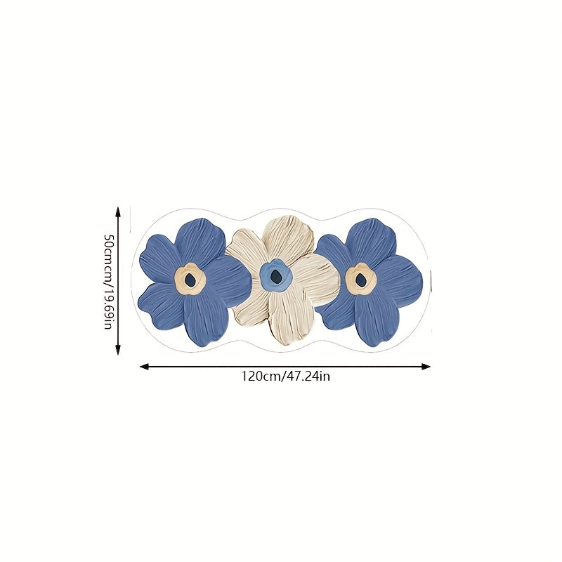 1pc Velvet Oil Painting Floral Bedside Mat - Non-Slip Latex Dot Backing, Machine Washable for Living Room, Bedroom, Vanity, Bathroom - Soft & Stylish Home Decor Mat