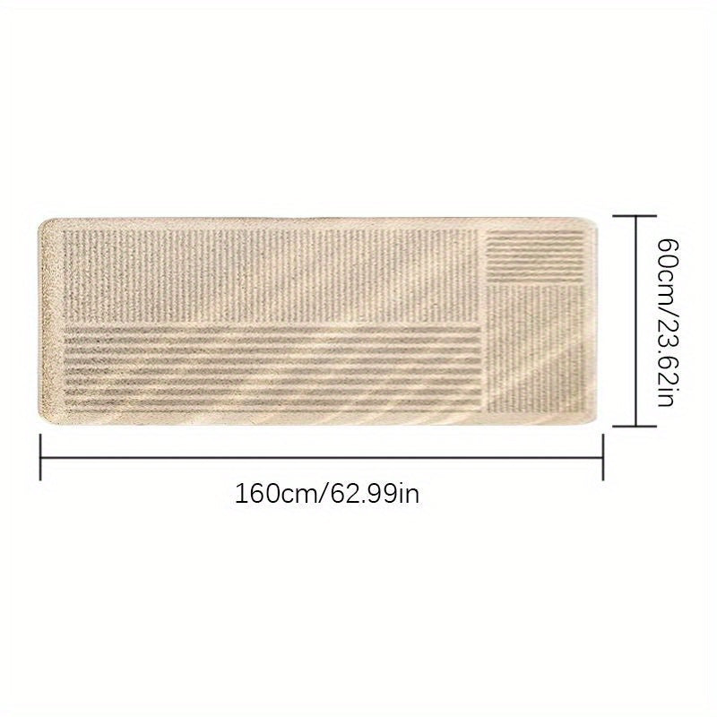 Soft Area Mat Plush Soft 100% Polyester Japanese-Inspired Cream Striped Area Mat | Machine-Washable Non-Slip 10mm Thick Modern Minimalist Design for Bedroom, Living Room, Study & Laundry Room Decor