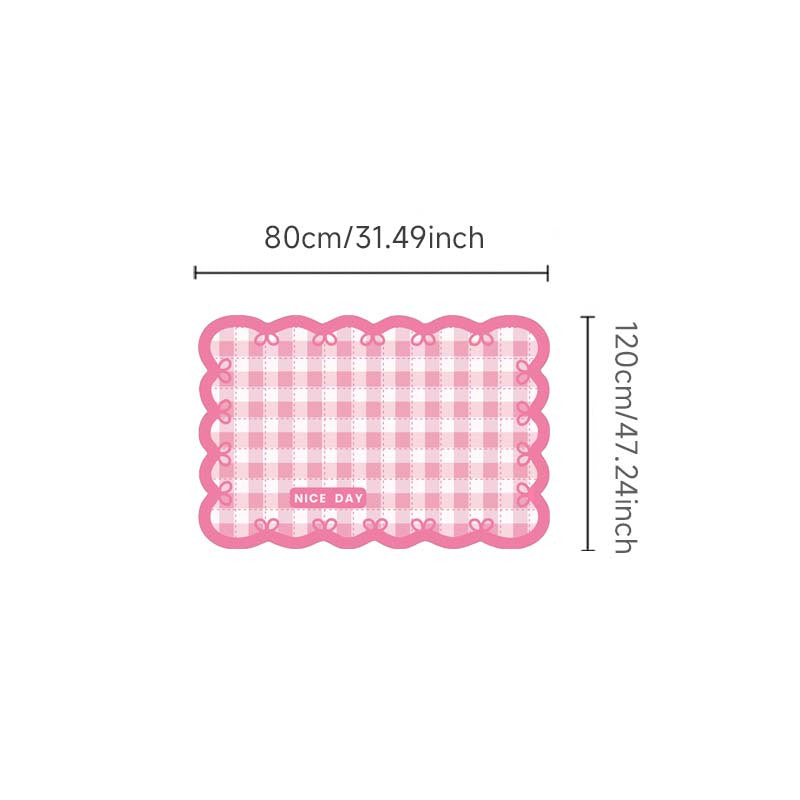 Fluffy Plaid Area Rug High Pile Fluffy Plaid Area Rug - Non-Slip Washable Polyester Carpet - Irregular Pink Decorative Mat for Bedroom, Indoor, Room