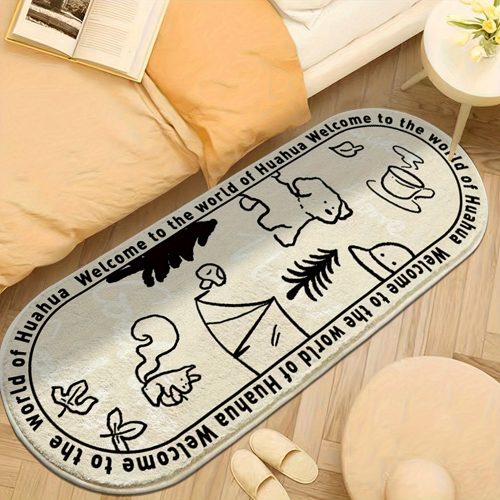 Non-slip Oval headboard rug | 1pc | plush | non-slip, soft | bedroom, living rooms and sofas | farmhouse home decor | aesthetic, minimalist